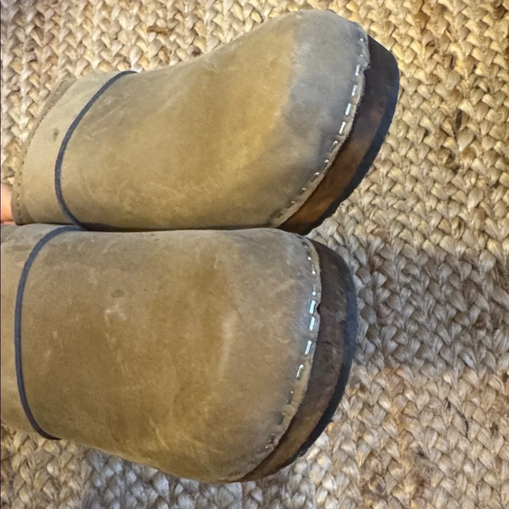 Lotta's From Stockholm 42 Wooden Taupe Nubuck Classic Leather Clogs - Picture 7 of 11